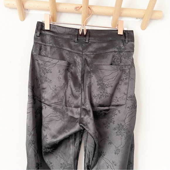 Lioness St. Germain Black Satin Floral Embossed Pants - Picture 6 of 10